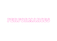 the word performances in pink on a black background